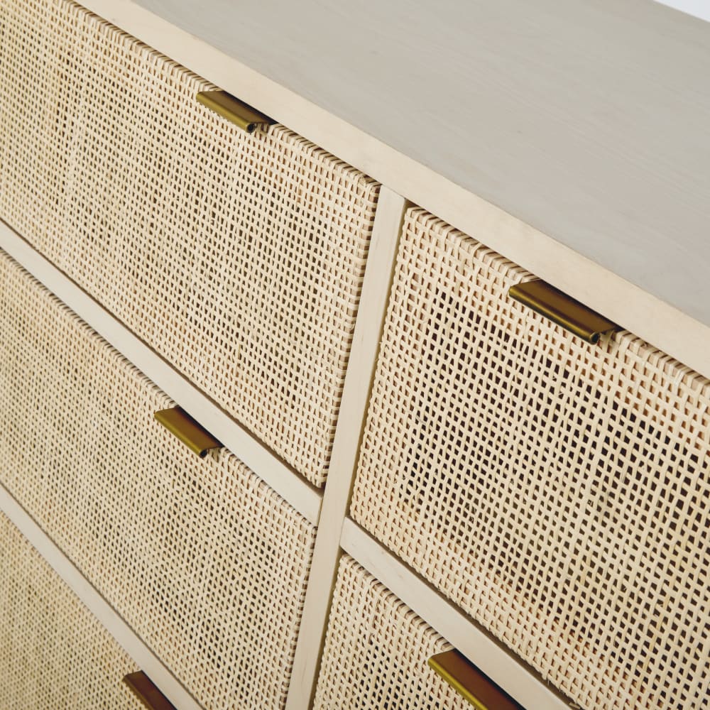 Commode double 6 tiroirs cannage en rotin L140 - Maisons du Monde