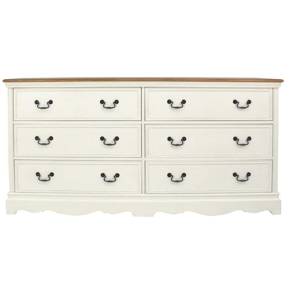 Commode double 6 tiroirs crème L175