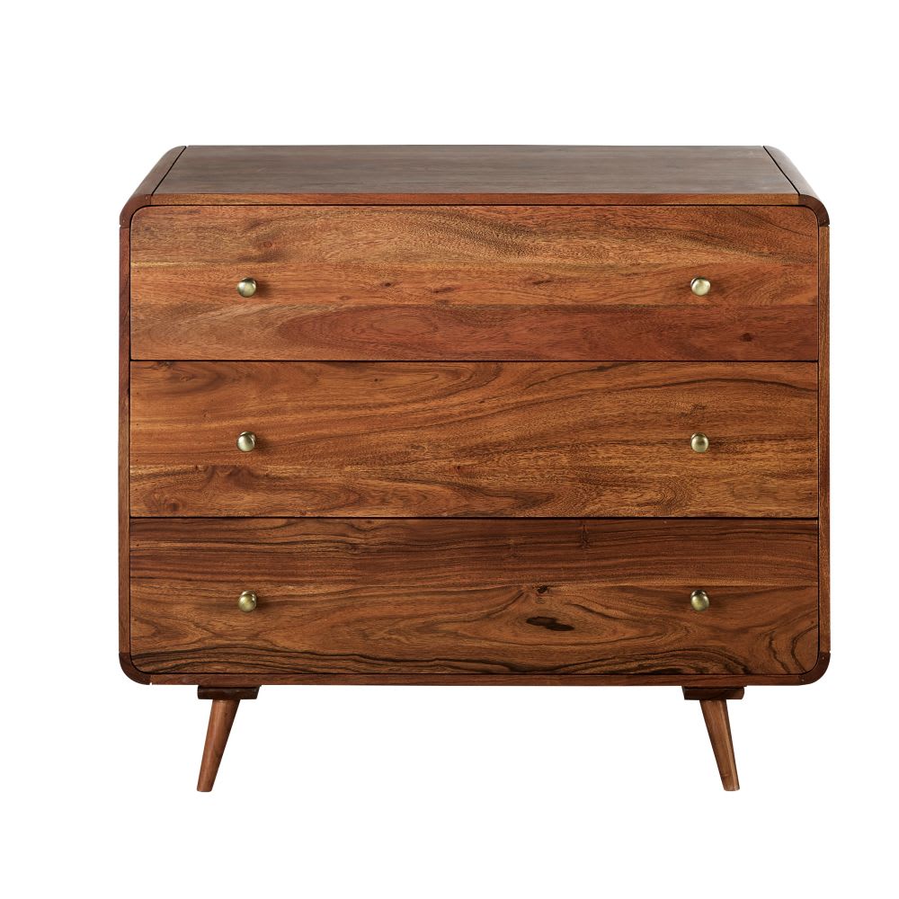 Commode en bois d'acacia massif, L90 cm