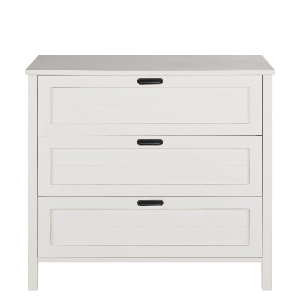 Commode haute 3 tiroirs blanche L100 Commode haute 3 tiroirs blanche L100