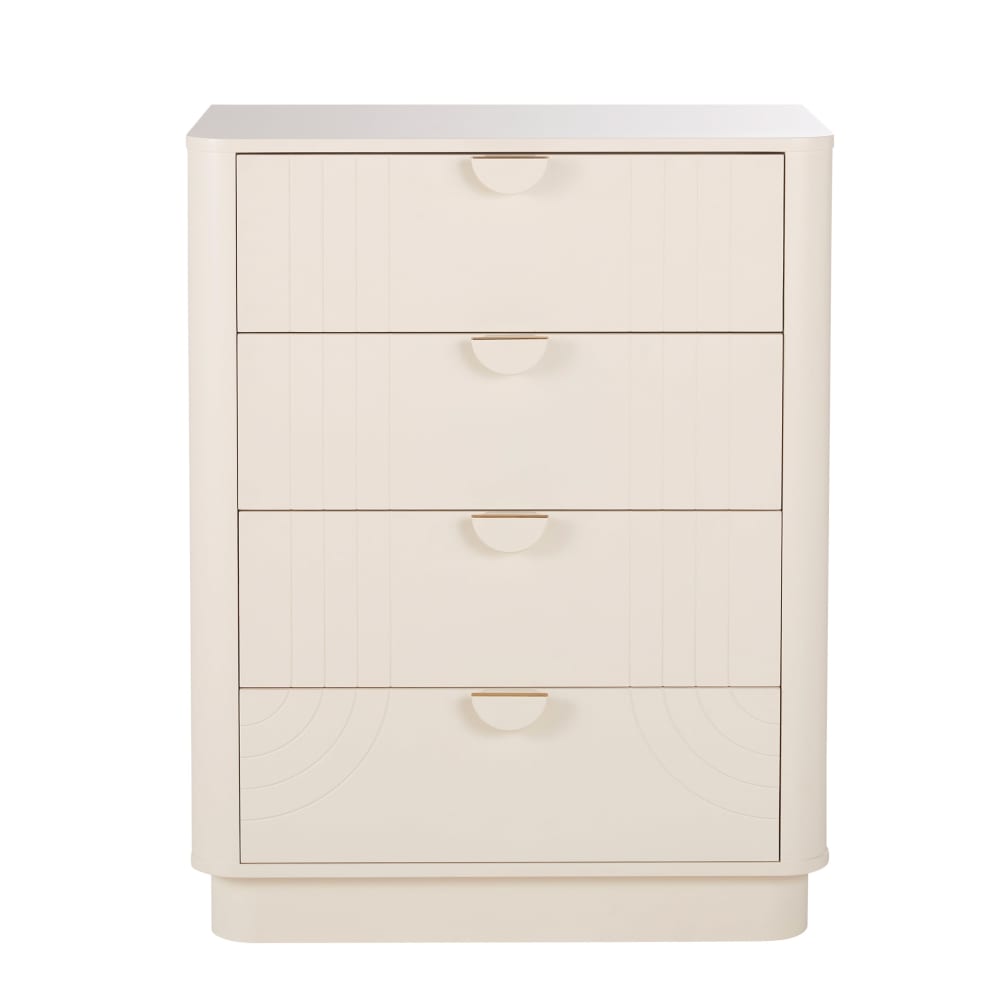 Commode haute 4 tiroirs blanche crème L85