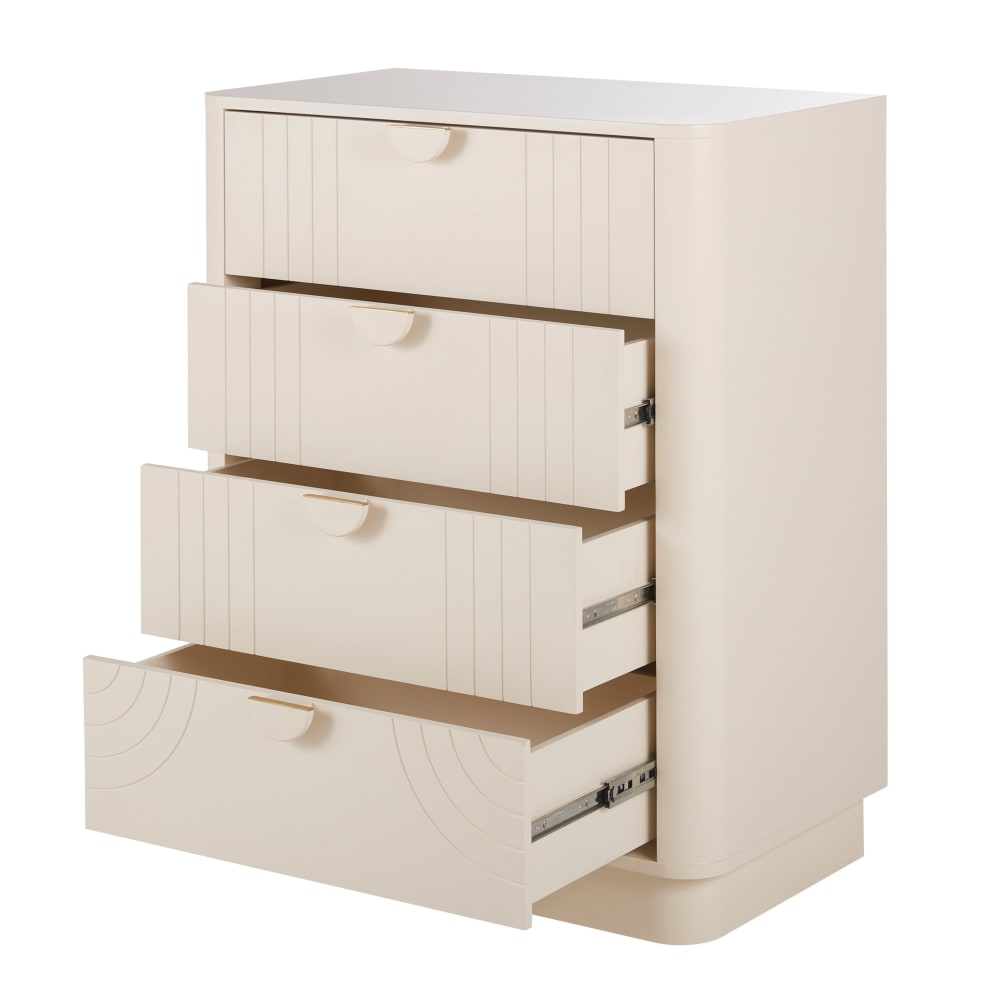 Commode haute 4 tiroirs blanche crème L85 - Maisons du Monde