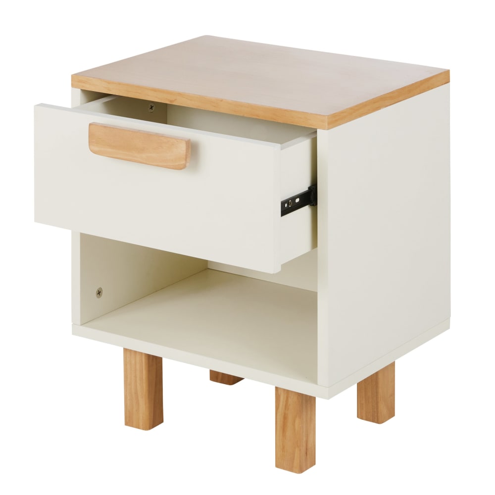 Comodino con vano a giorno e 1 cassetto color crema - Maisons du