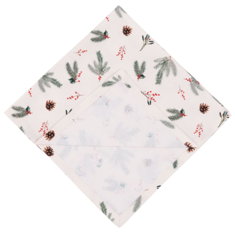Conjunto de 4 guardanapos de Natal com folhas de azevinho e visco