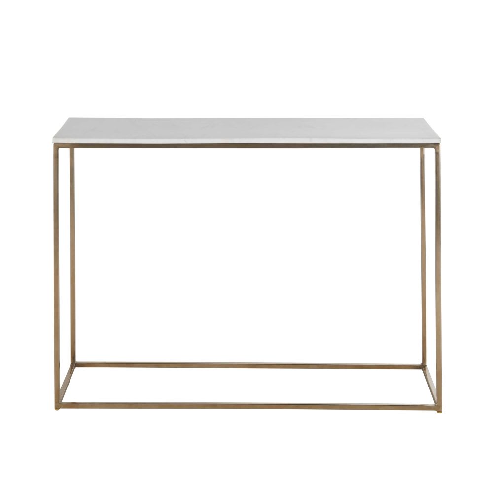Consola de mármol blanco y metal color latón