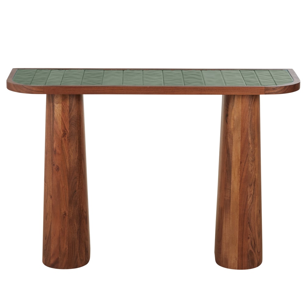 Console coloris noisette et carrelage vert, L110 cm Console coloris noisette et carrelage vert, L110 cm