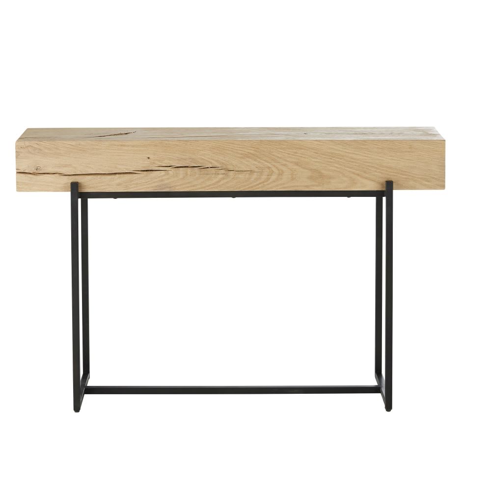console en chêne et - acier