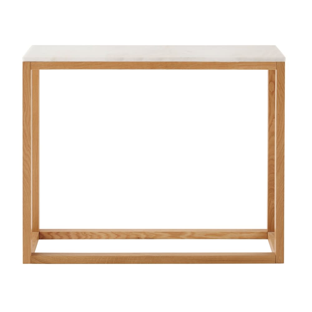 Console en marbre blanc et chêne massif