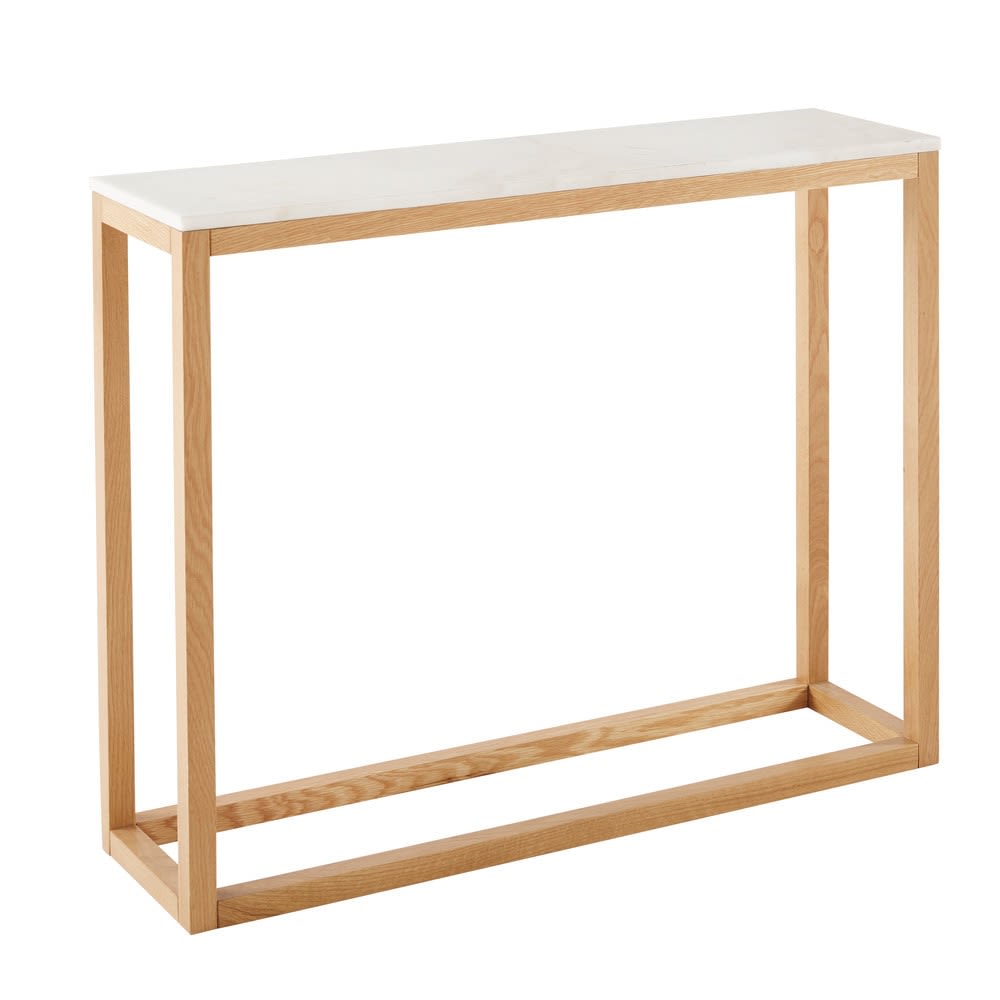 Console tafel van massief eikenhout en wit marmer - Maisons Du Monde