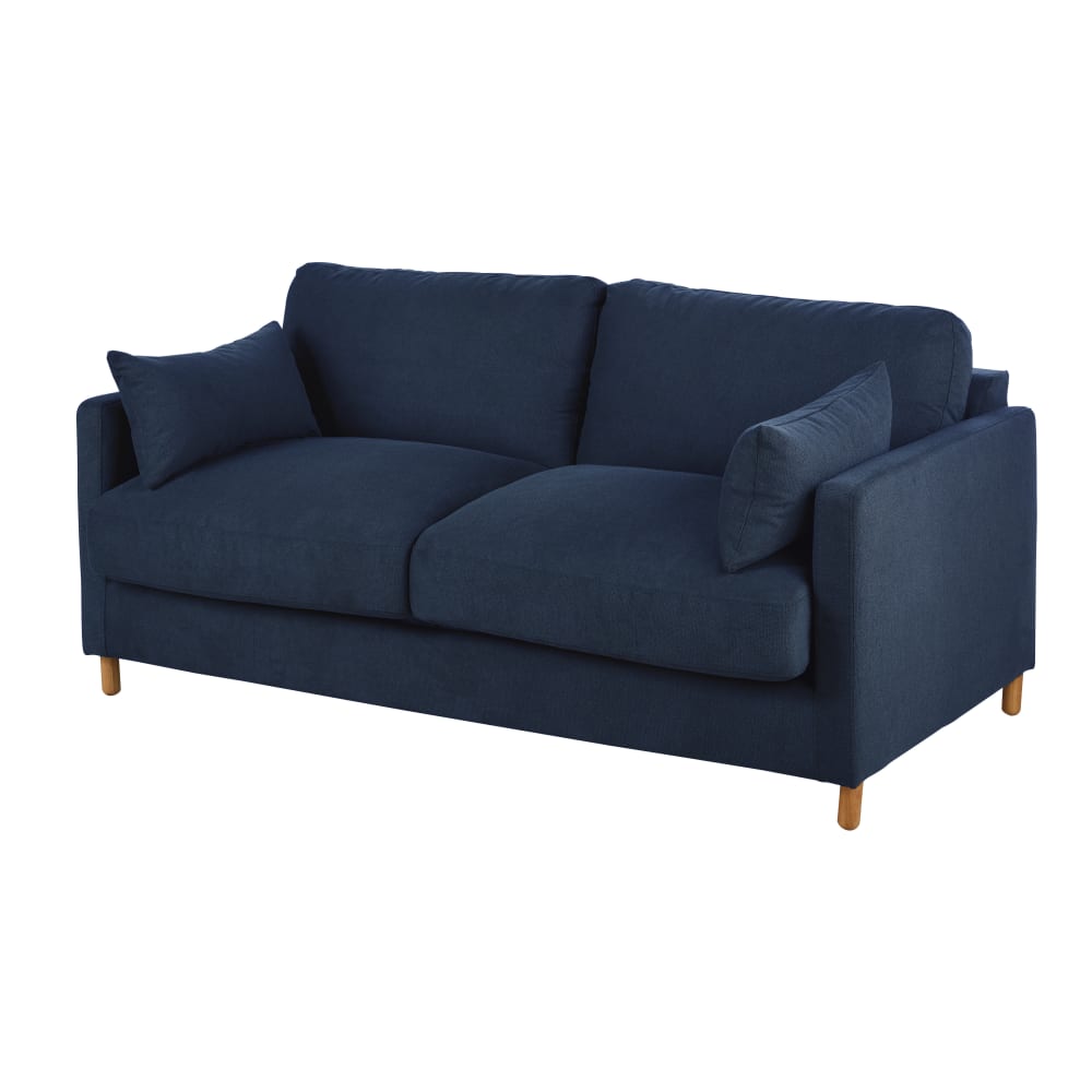 Convertible bank 3/4 zitplaatsen donkerblauw, matras 10 cm - Maisons Du Monde