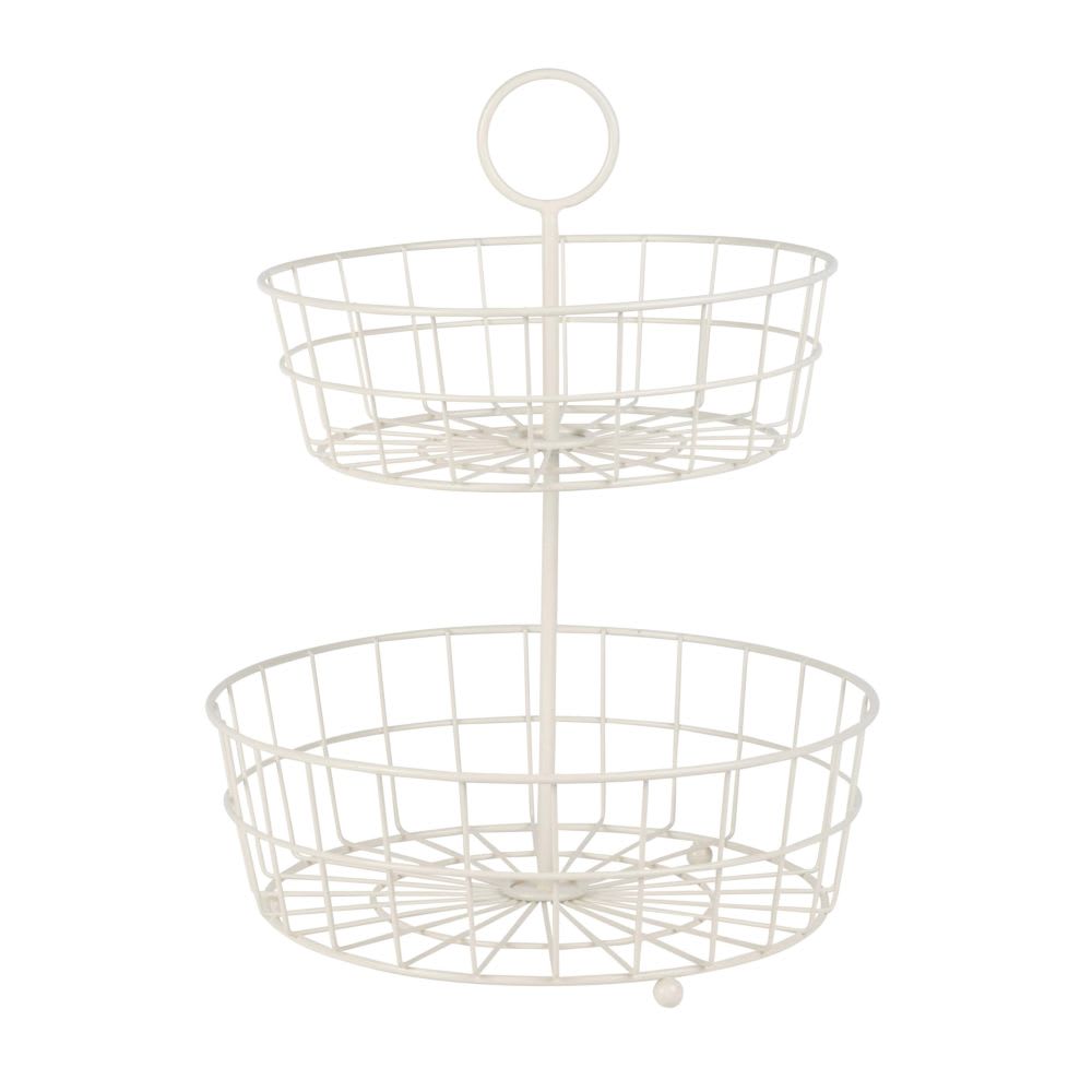 Corbeille double en métal écru