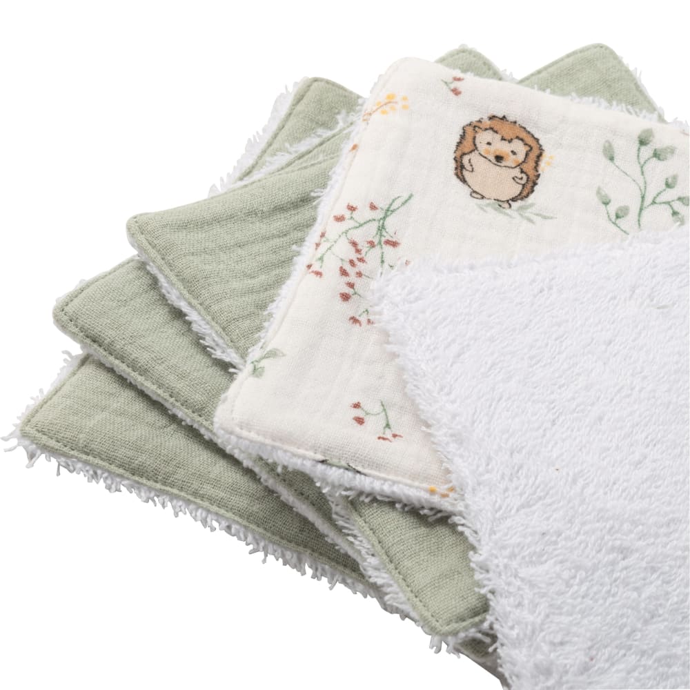 Cotons lavables en gaze de coton vert d'eau et imprimé animaux multicolores (x5) (Maisons du Monde) - Image 1