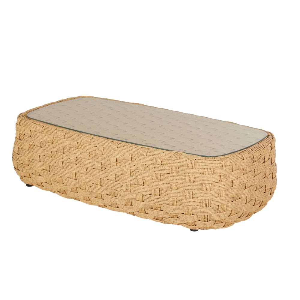 Couchtisch aus Glas und geflochtener Rattanoptik L118cm - Maisons