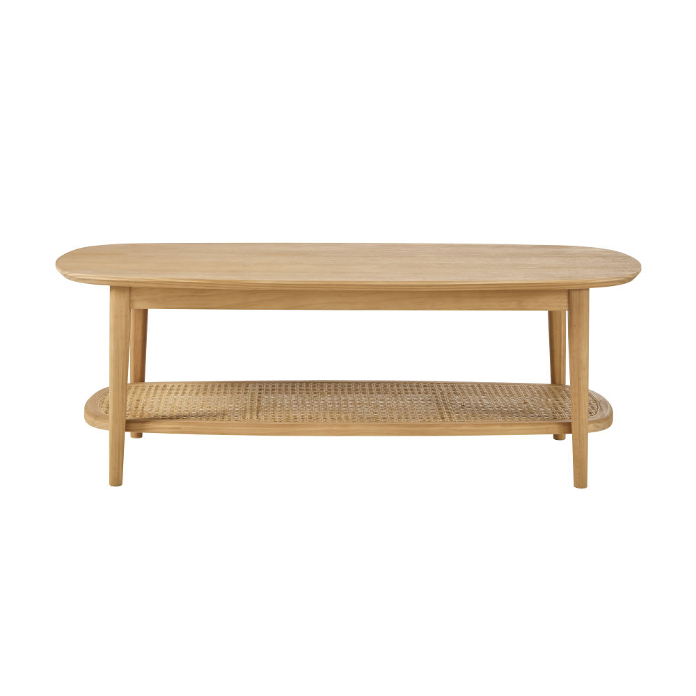 Couchtisch aus Kiefernholz und Rattan-Geflecht, L 115 cm -