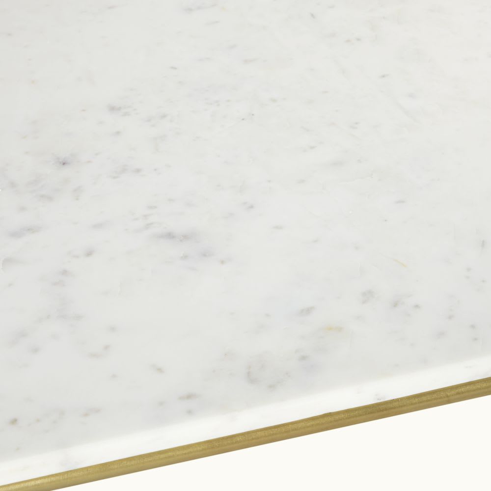 Couchtisch aus weißem Marmor und messingfarbenem Metall 100 cm -