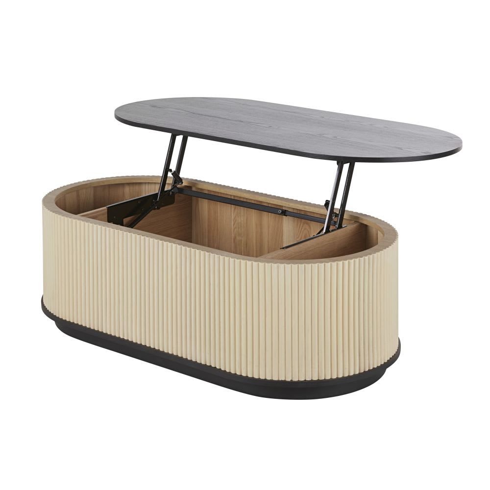 Couchtisch mit hochklappbarer, zweifarbiger Platte 120 cm -