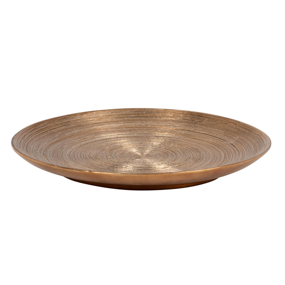 Coupe décorative en grès strié doré