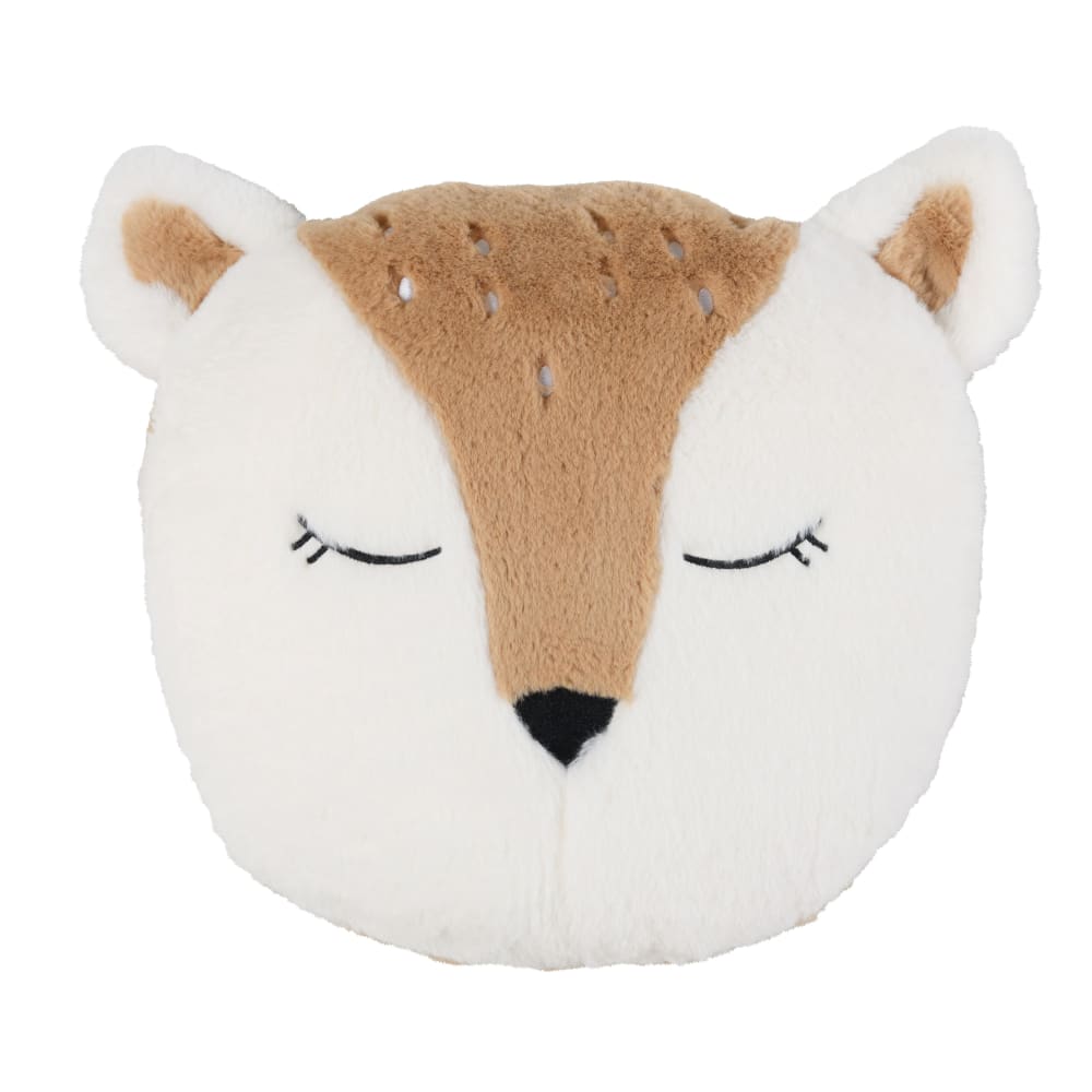 Coussin biche imitation fourrure beige, écrue et grise 30x33