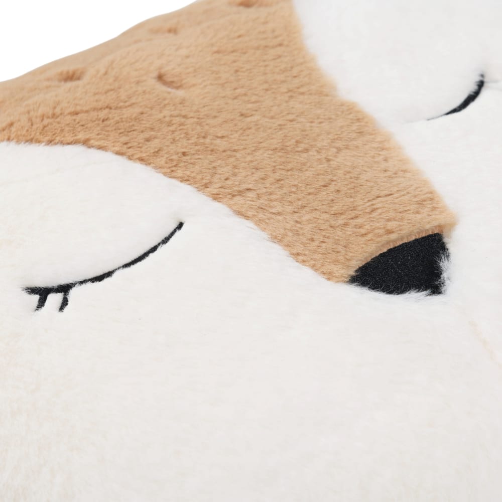 Coussin biche imitation fourrure beige, écrue et grise 30x33 — vue 4