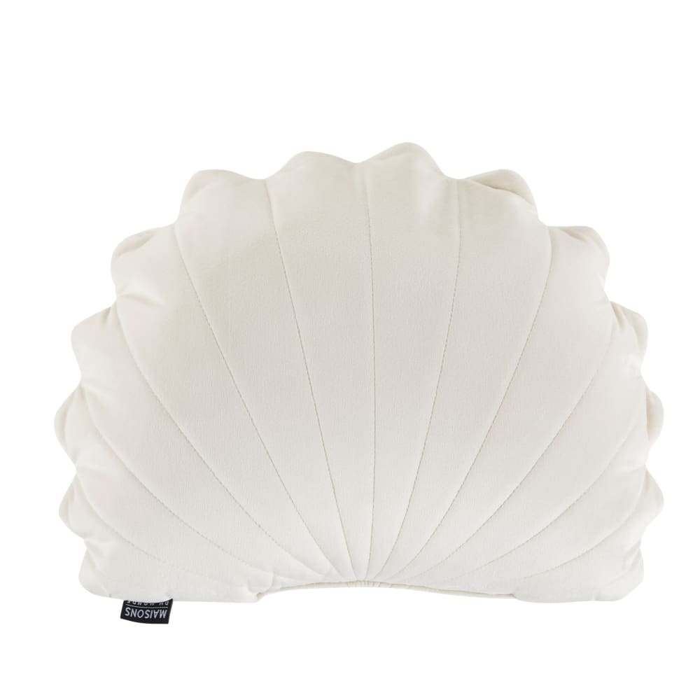 Coussin coquillage en velours de polyester recyclé écru 30x40