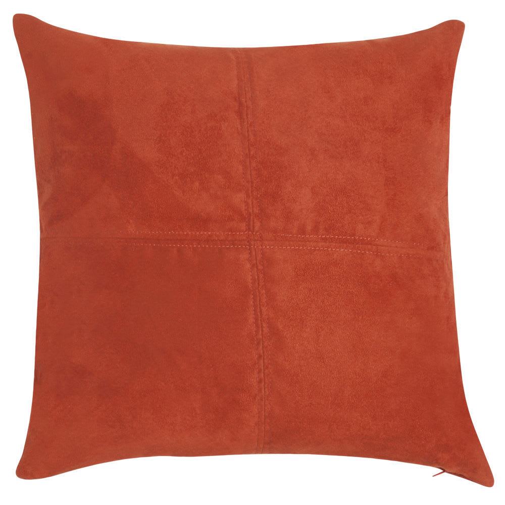 Coussin effet suédine terracotta 60x60
