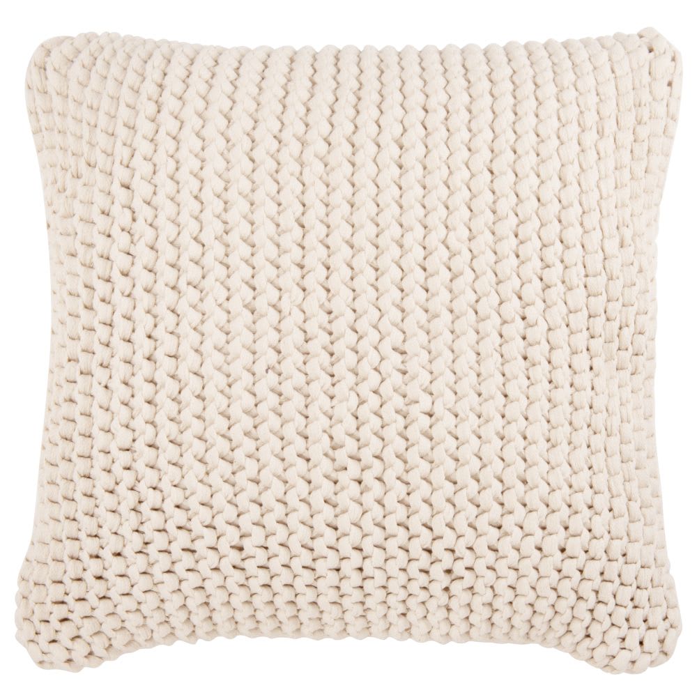 Coussin en coton tressé écru 50x50