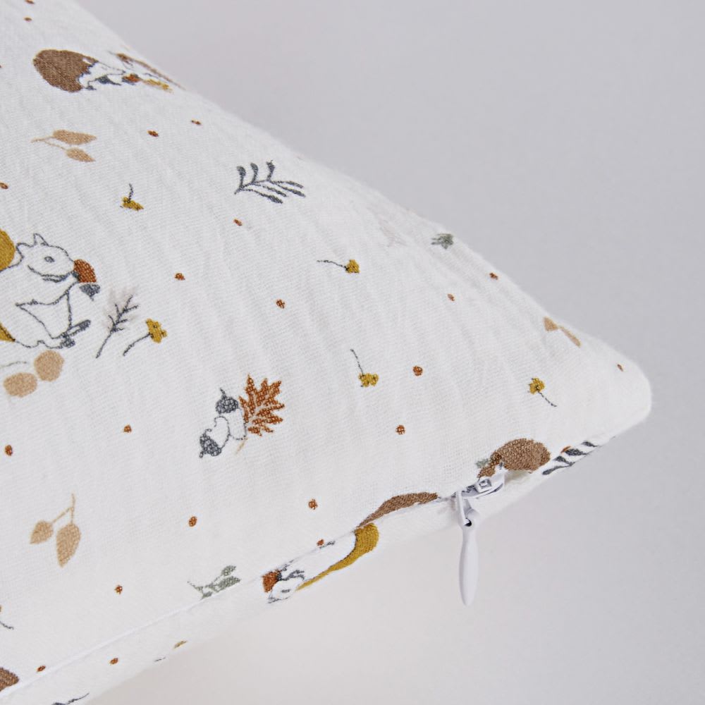 Coussin en gaze de coton bio écru imprimé animaux 25x40 — vue 3