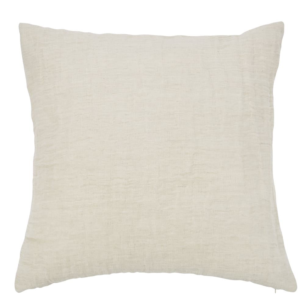 Coussin en gaze de coton recyclé et lin tissé beige 60x60