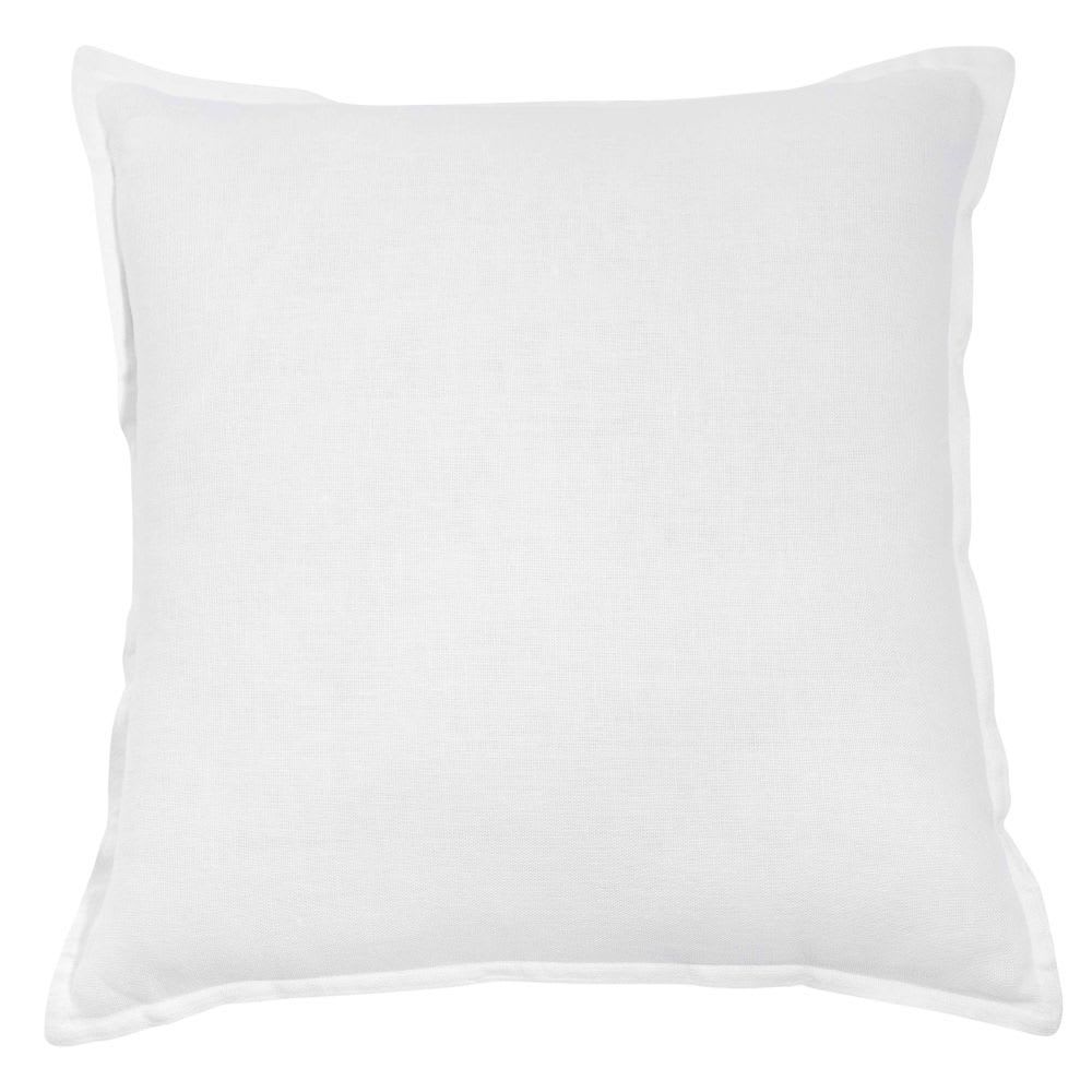 Coussin en lin lavé blanc 45x45