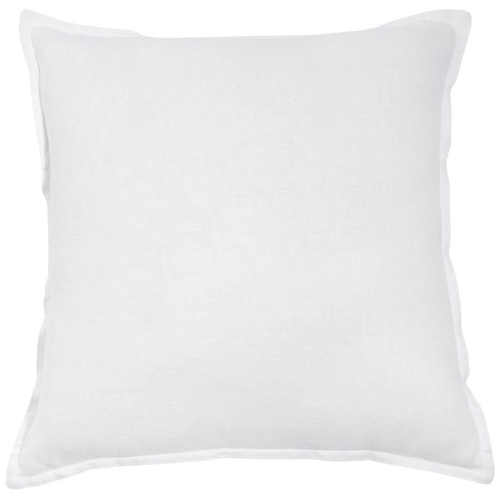 Coussin en lin lavé blanc 60x60