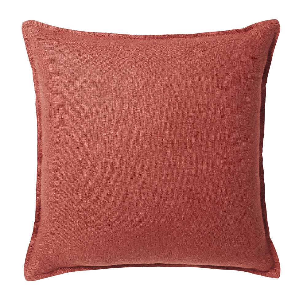 Coussin en lin lavé terracotta 45x45