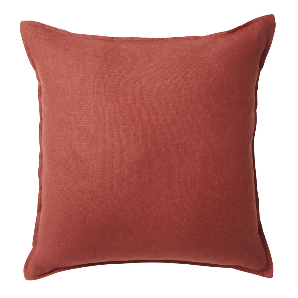 Coussin en lin lavé terracotta 60x60