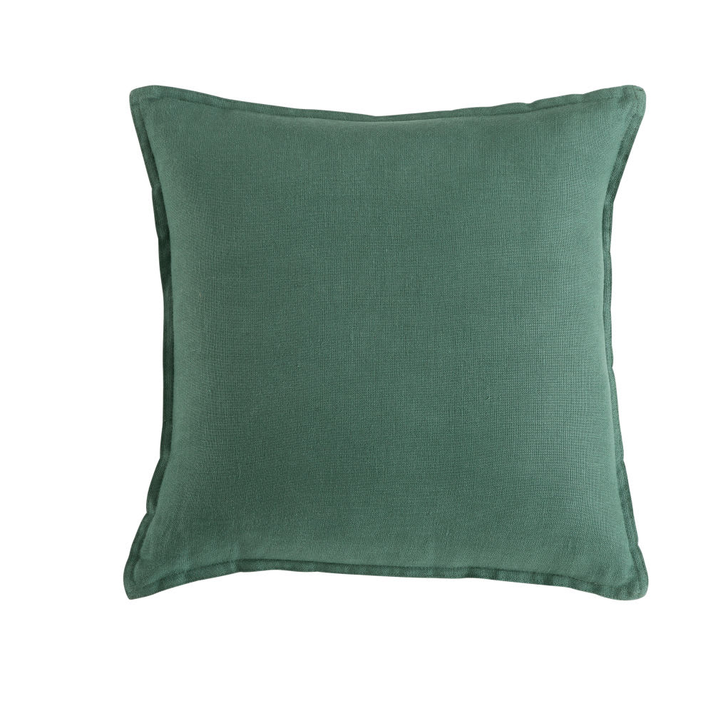 Coussin en lin lavé vert basilic 45x45