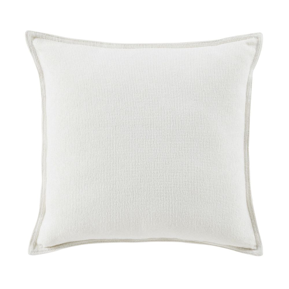 Coussin en polyester recyclé chenillé blanc 45x45