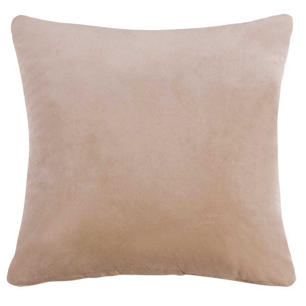 Coussin en suédine beige à motif imprimé géométrique doré 45x45 - Maisons du Monde