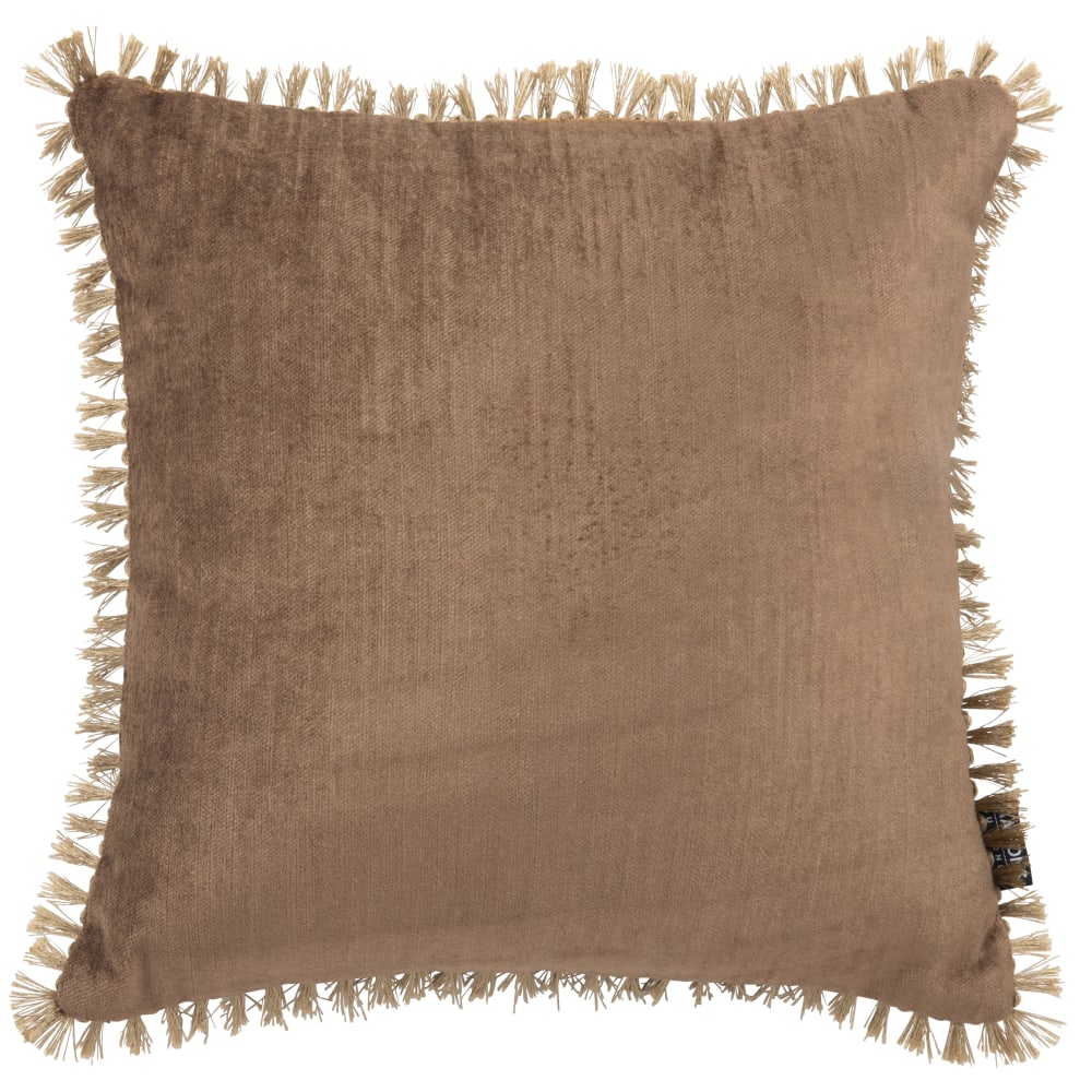 Coussin en velours bronze à mini pompons 30x30