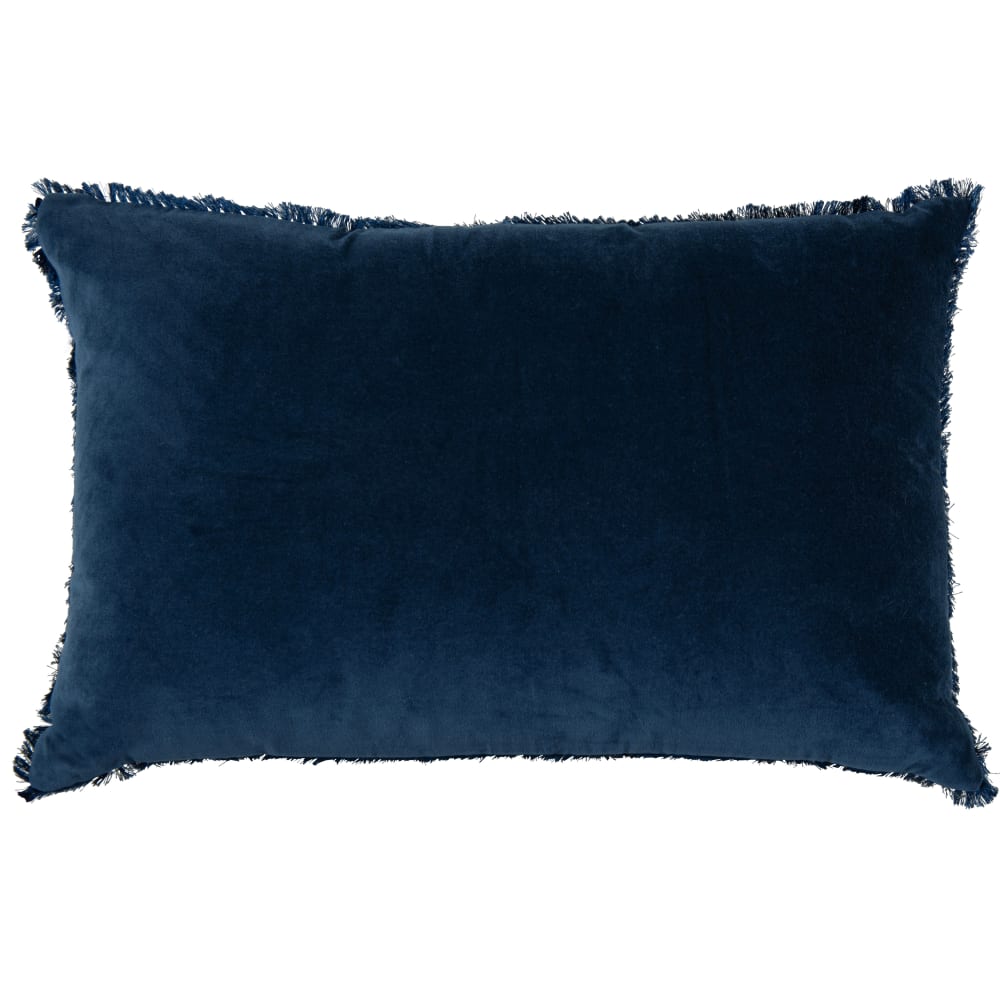 Coussin en velours de coton à mini pompons 60x40