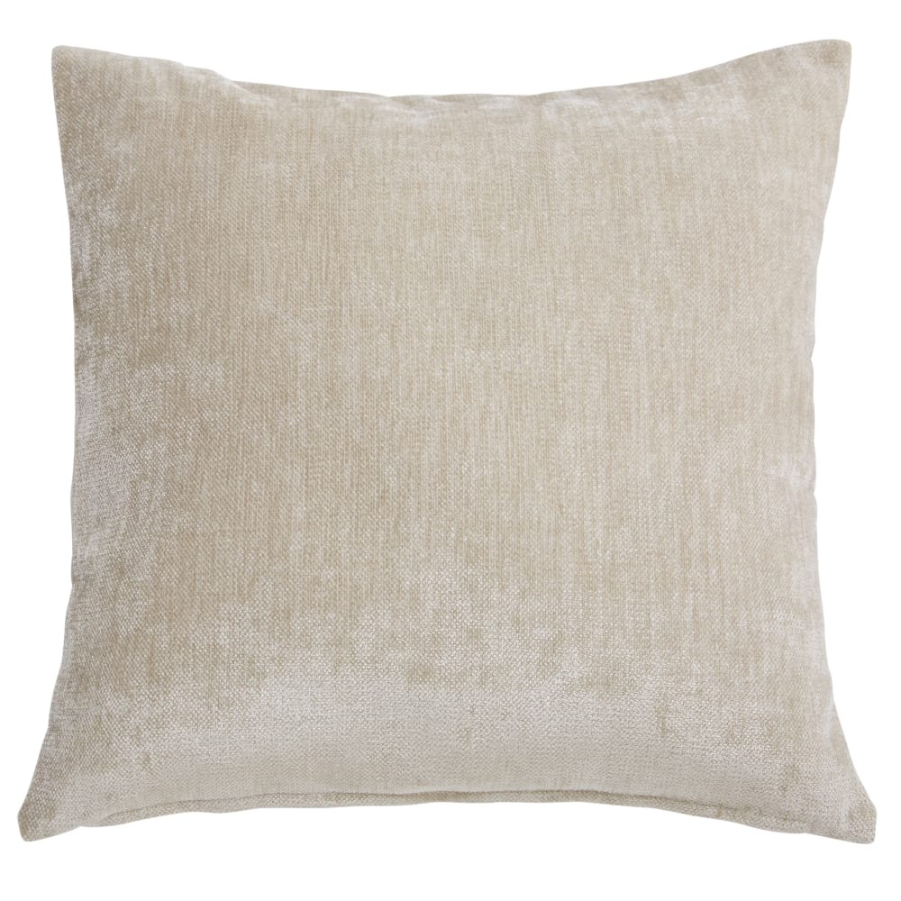 Coussin en velours de polyester recyclé effet vieilli beige 60x60
