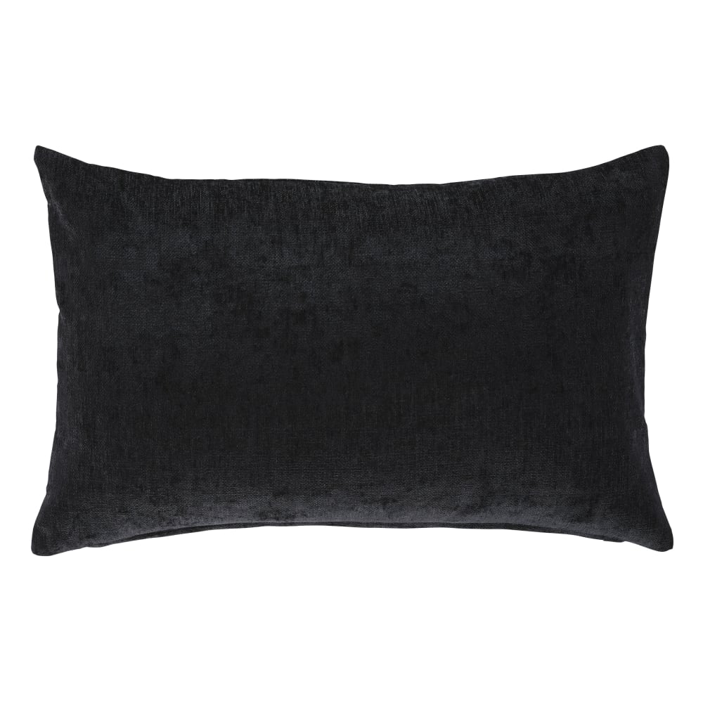 Coussin en velours de polyester recyclé noir charbon 40x60