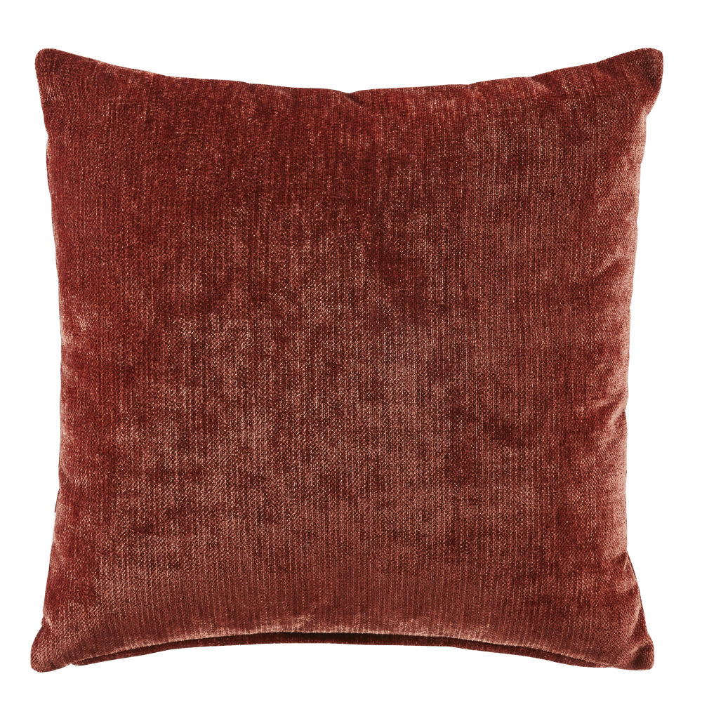 Coussin en velours de polyester recyclé terracotta effet vieilli 45x45