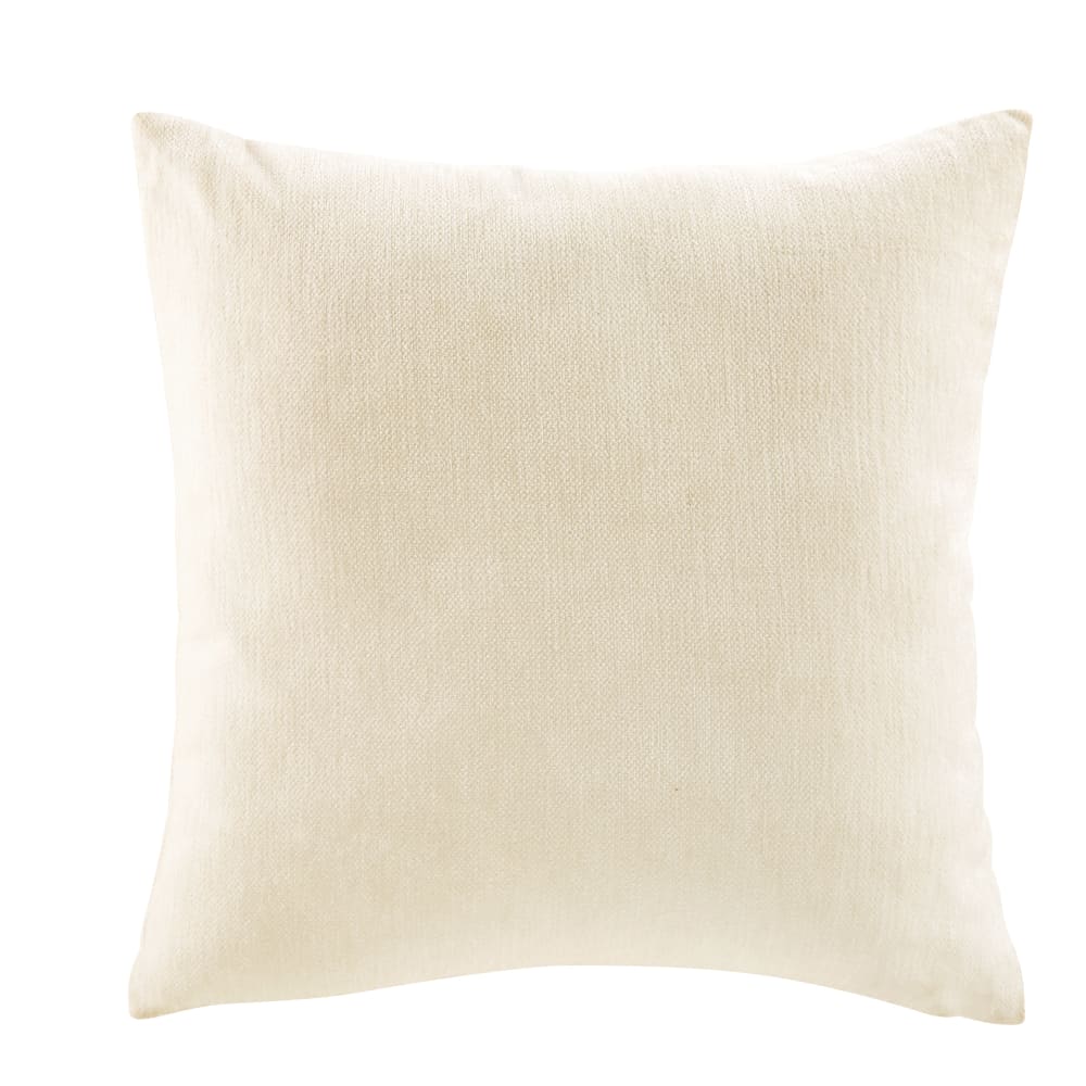 Coussin en velours effet vieilli écru 60x60