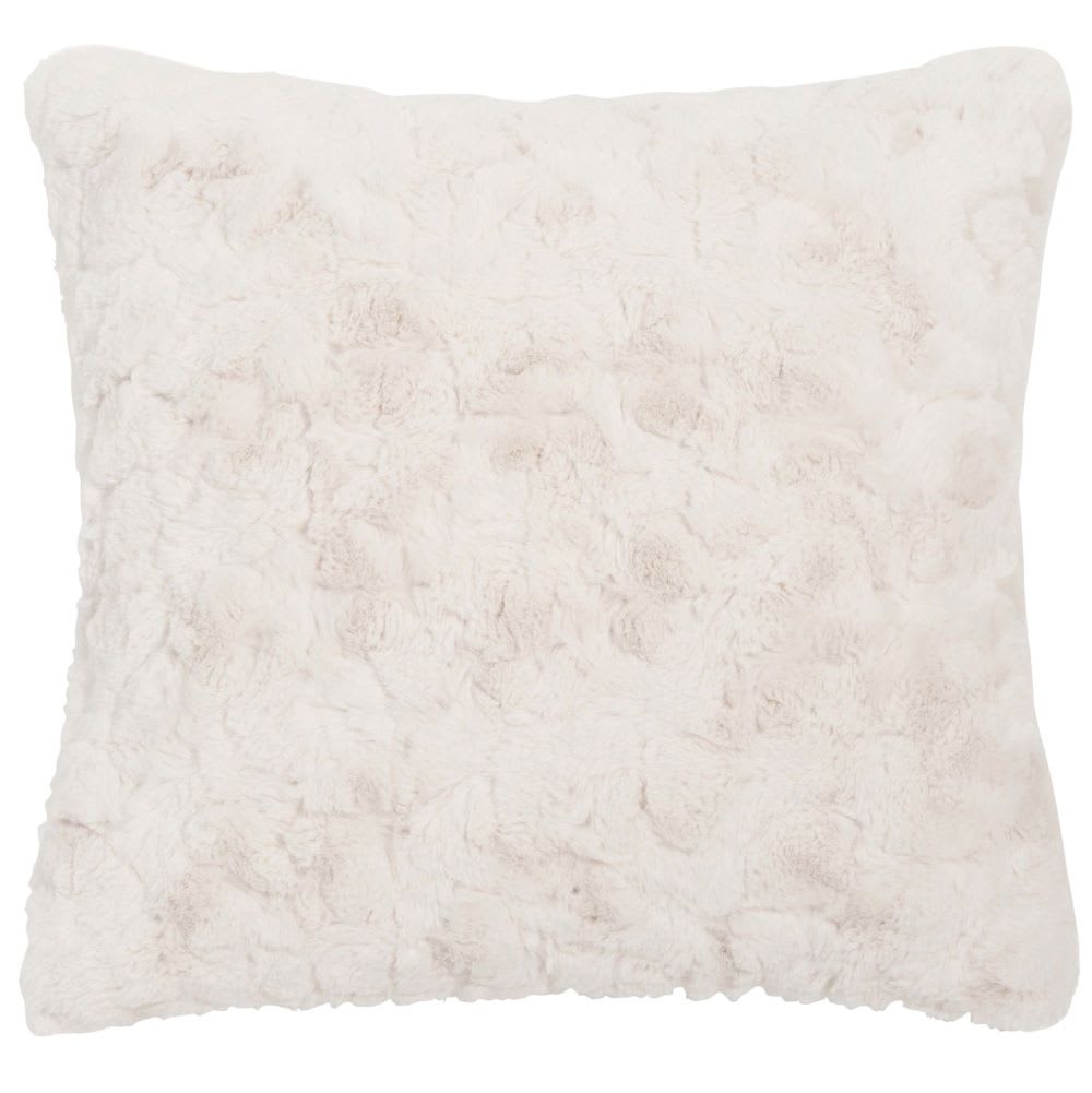Coussin imitation fourrure blanche 45x45