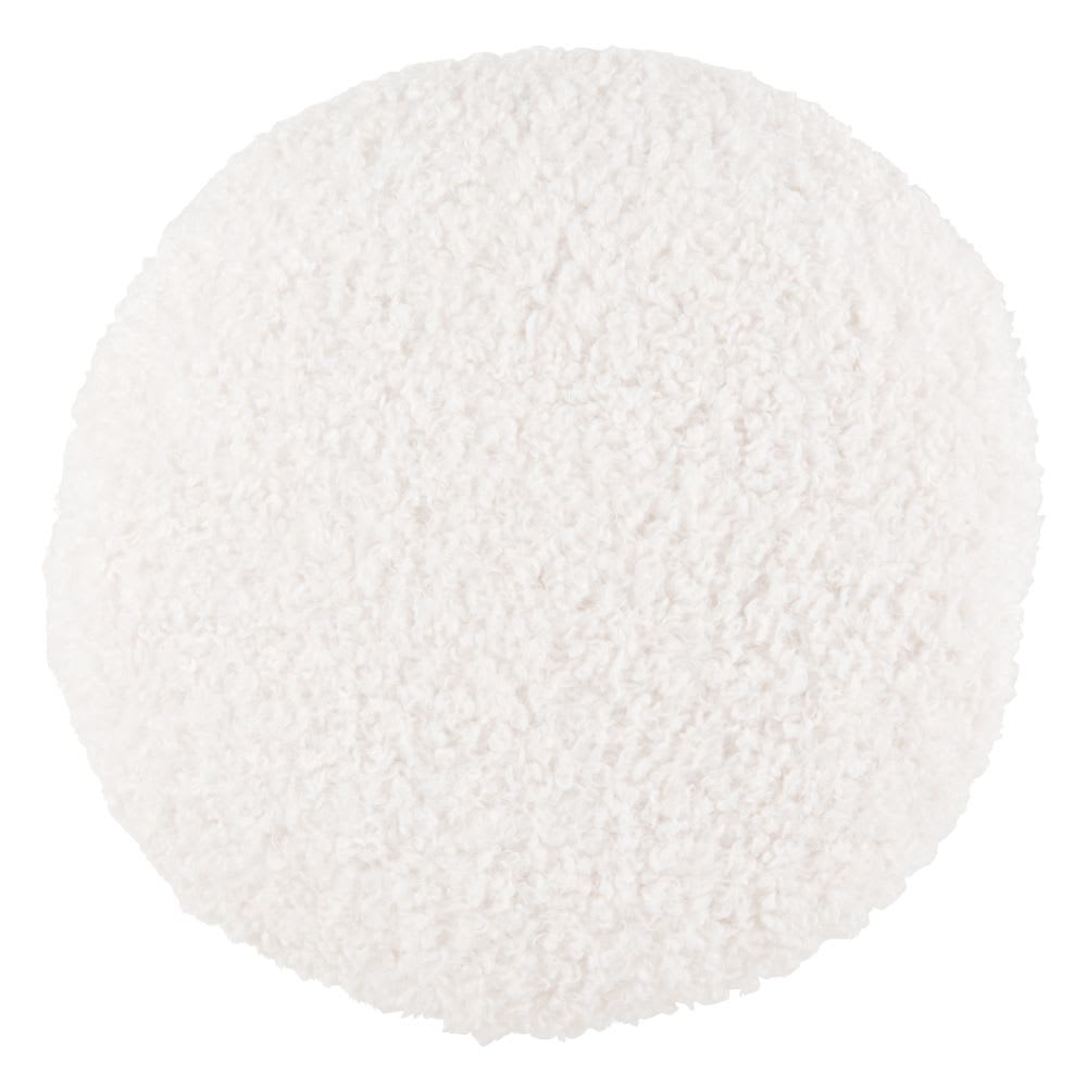 Coussin rond bouclette blanc D40