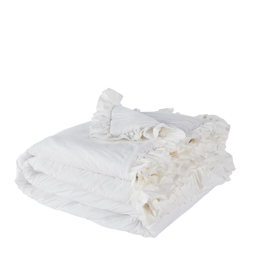 Couvre-lit boutis en coton avec volant écru 240x220