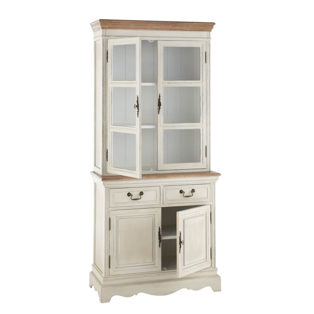 Cremefarbener 2-türiger Schrank aus cremefarbenem Kiefernholz, 85
