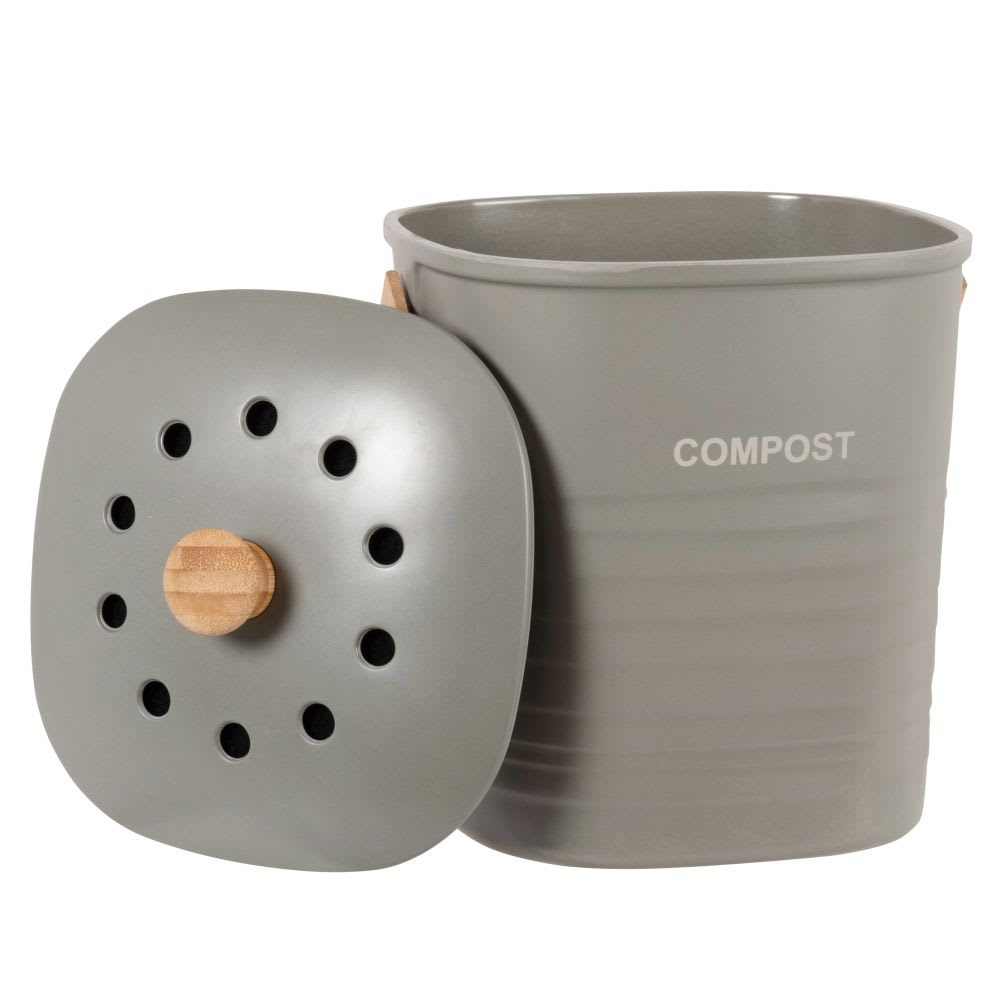 Cubo para compost de melamina verde, fibra de maíz y bambú - Maisons du Monde