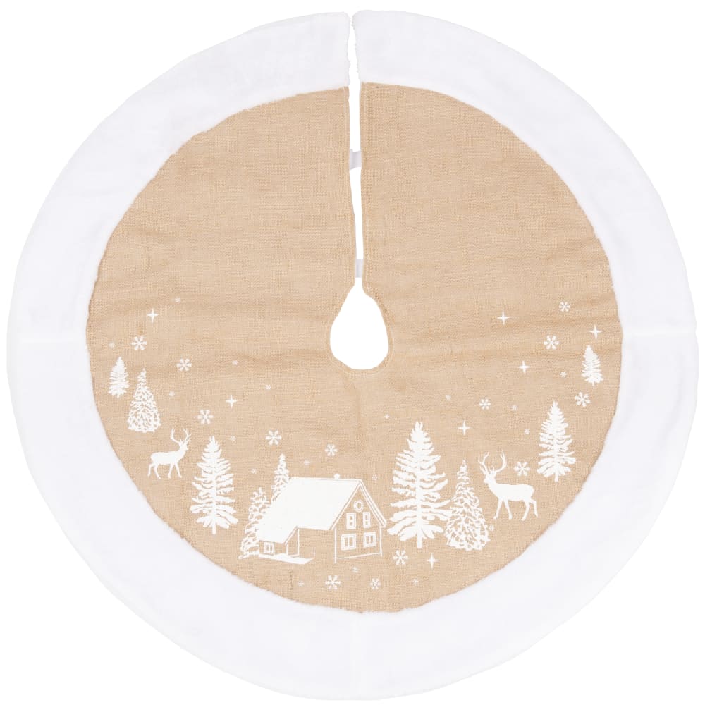 Cubrepiés árbol de Navidad en marrón y blanco