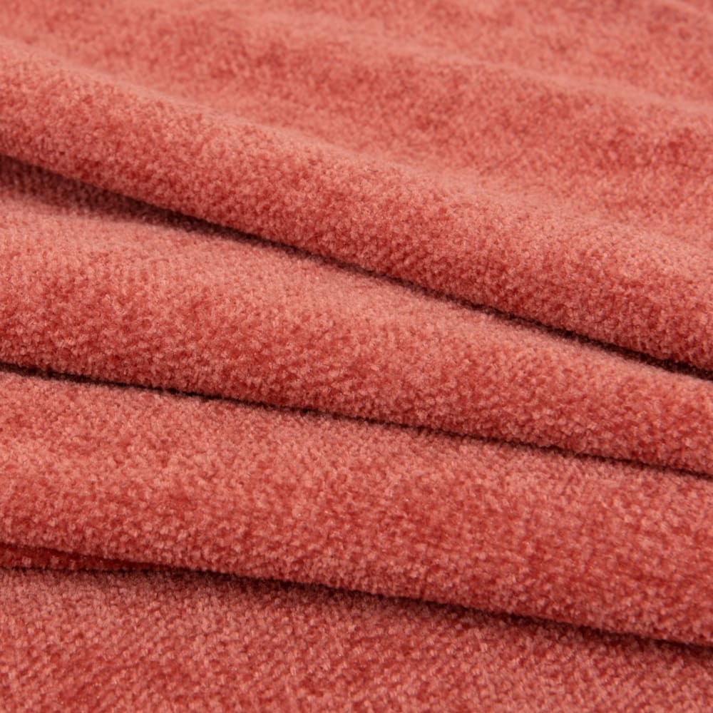Decke aus recyceltem Chenille-Polyester mit Fransen, terrakotta,