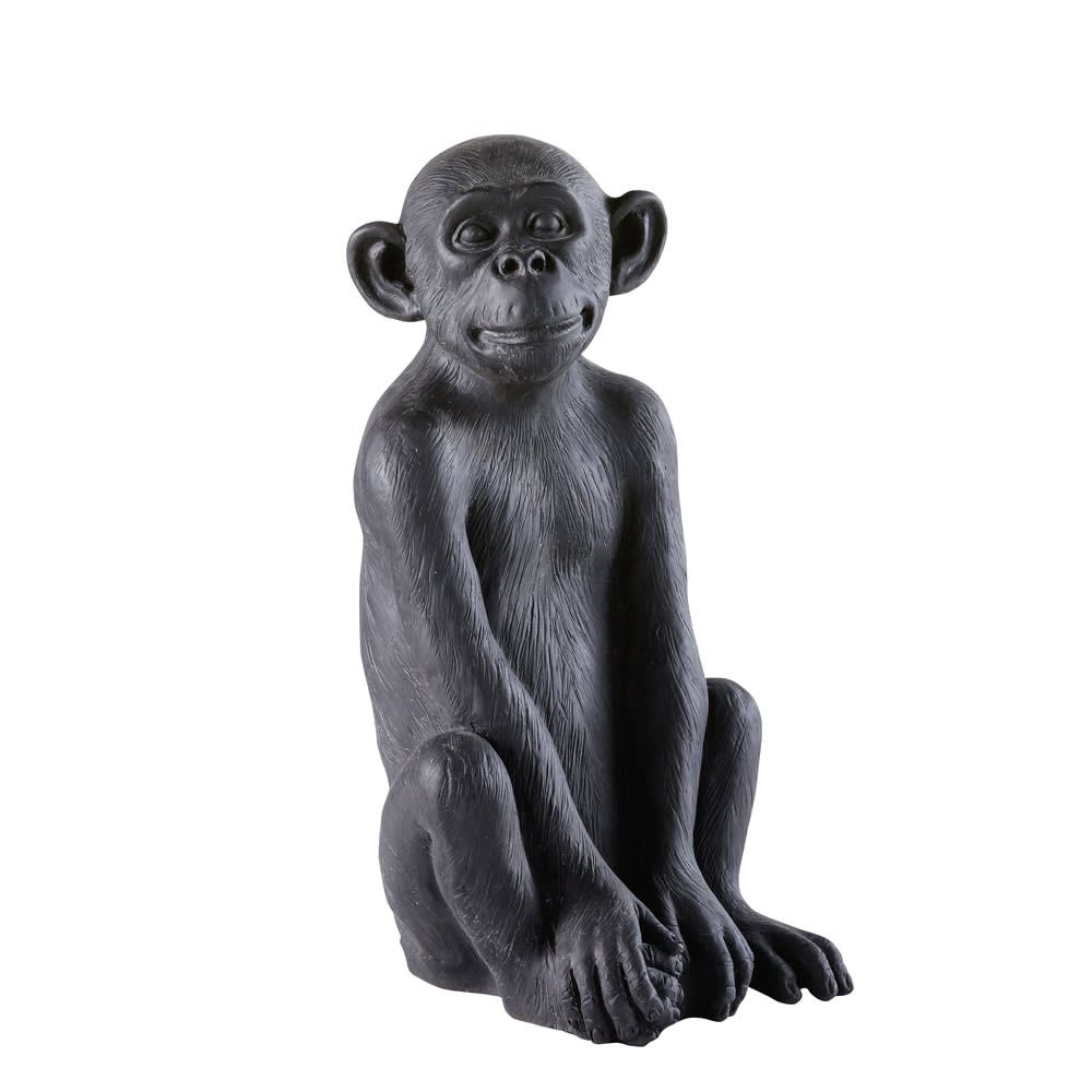 Déco de jardin singe en résine noire H56
