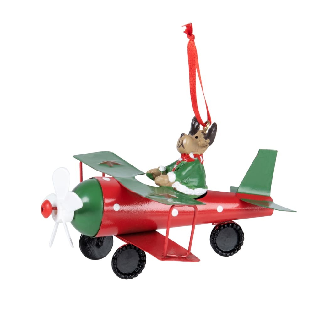 Déco de Noël avion renne rouge et vert